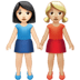 👩🏻‍🤝‍👩🏼 women holding hands: light skin tone, medium-light skin tone display on Apple